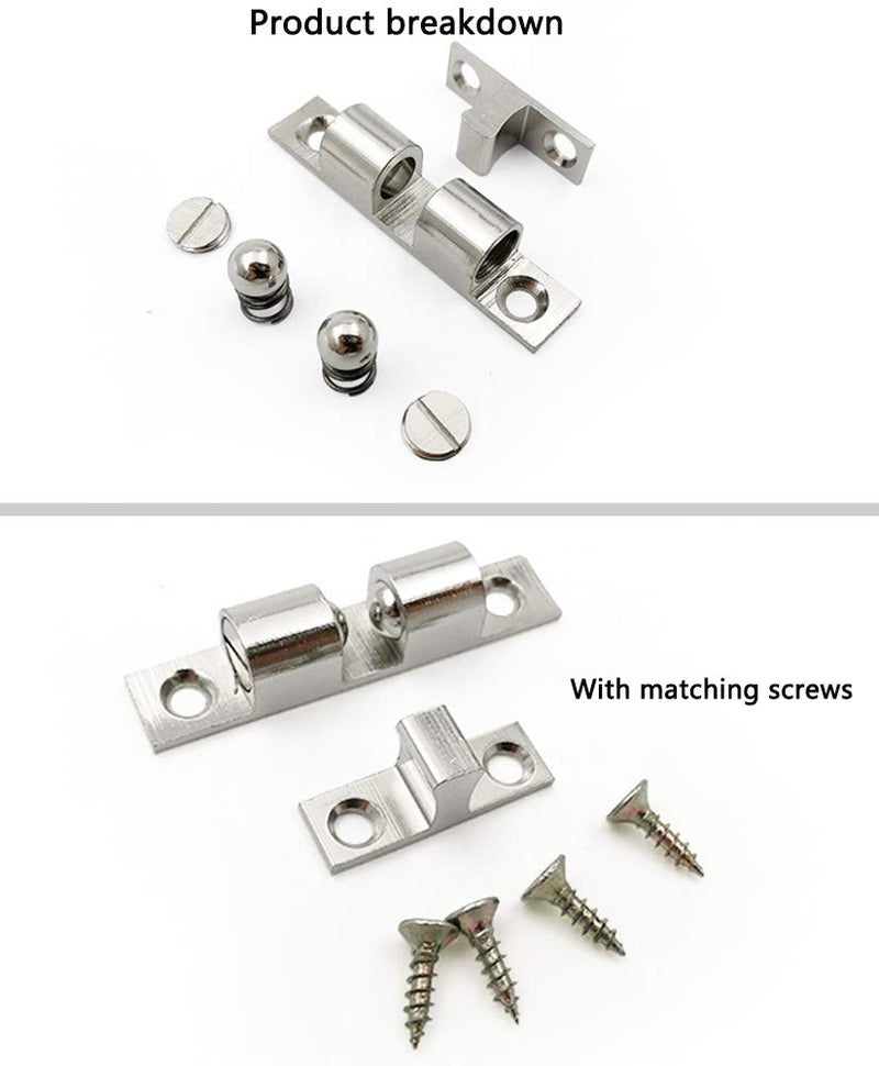 RuoFeng 70mm Furniture Cabinet Door Brass Dual Ball Roller Catch Latch 10 Pcs - Image 2